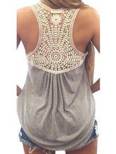 Back Crochet Lace Floral Pattern Grey Tank Top Women Vest Casual Summer Fitness Hollow out Girl 2016 Fashion Women Shirt Tank