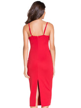 Back High Slit Women'S Sexy Spaghetti Strap Plunging V Neck Sheath Bodycon Dress 2016 Fashion Club Ladies Casual Summer