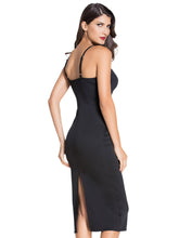 Back High Slit Women'S Sexy Spaghetti Strap Plunging V Neck Sheath Bodycon Dress 2016 Fashion Club Ladies Casual Summer