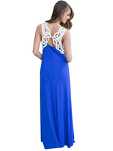 Back Hollow Out Open Back Long Maxi Dress Fashion Casual Beach Elegant Dress Blue Women Dresses Lady Dresses 2017