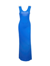 Back Hollow Out Open Back Long Maxi Dress Fashion Casual Beach Elegant Dress Blue Women Dresses Lady Dresses 2017