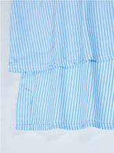 Backward Blue Vertical Striped Ruched Tie Up Open Back Dress Slit Dress 2016 Fashion Women Summer Designer Shirt Dress Runway