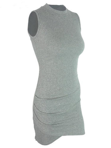 Bandage Wrap Sleeveless Tank Dress Women Knit Summer Grey Casual Dress High Quality Dress Girl Bodycon 2016 Fashion