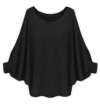 Batwing Sleeve O-Neck Solid Black Knitting Loose Blouse Women New Fashion 2016 Autumn Casual Blouse Khaki Fall Blouse For Women