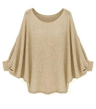Batwing Sleeve O-Neck Solid Black Knitting Loose Blouse Women New Fashion 2016 Autumn Casual Blouse Khaki Fall Blouse For Women