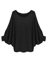Batwing Sleeve O-Neck Solid Black Knitting Loose Blouse Women New Fashion 2016 Autumn Casual Blouse Khaki Fall Blouse For Women