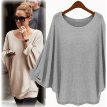 Batwing Sleeve O-Neck Solid Black Knitting Loose Blouse Women New Fashion 2016 Autumn Casual Blouse Khaki Fall Blouse For Women