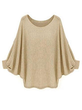 Batwing Sleeve O-Neck Solid Black Knitting Loose Blouse Women New Fashion 2016 Autumn Casual Blouse Khaki Fall Blouse For Women