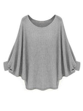 Batwing Sleeve O-Neck Solid Black Knitting Loose Blouse Women New Fashion 2016 Autumn Casual Blouse Khaki Fall Blouse For Women