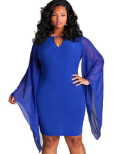 Bell See Through Sleeve Bodycon Party Prom Elegant Dresses Chiffon Sheer Flare Sleeve Women Mini White Blue Lady Circle Open
