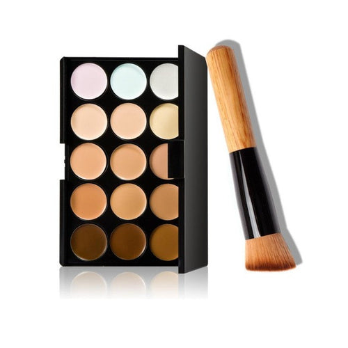 Best Price! 15 Colors Makeup Concealer Contour Palette + Makeup Brush pincel de base Anne