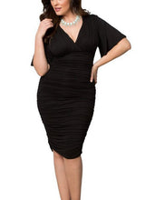 Big Size Wrap Short Sleeve Bandage Pencil Dress V Neck High Waist Plus Size Women Clothing Polyester Office Work New Arrivals