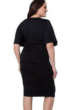 Big Size Wrap Short Sleeve Bandage Pencil Dress V Neck High Waist Plus Size Women Clothing Polyester Office Work New Arrivals