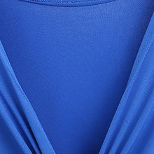 Big Size Xxl Bell Flare Elegant Lady Front Slit Ruched Long Blouse V Neck Fashion Blue 2016 Summer Top Oversized Lady