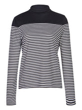 Black And White Striped Shirt Patchwork High Neck Blouse Knitted Long Sleeve Top Women Tops And Blouses 2016 New Fashion New
