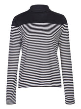 Black And White Striped Shirt Patchwork High Neck Blouse Knitted Long Sleeve Top Women Tops And Blouses 2016 New
