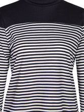 Black And White Striped Shirt Patchwork High Neck Blouse Knitted Long Sleeve Top Women Tops And Blouses 2016 New