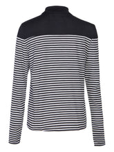 Black And White Striped Shirt Patchwork High Neck Blouse Knitted Long Sleeve Top Women Tops And Blouses 2016 New