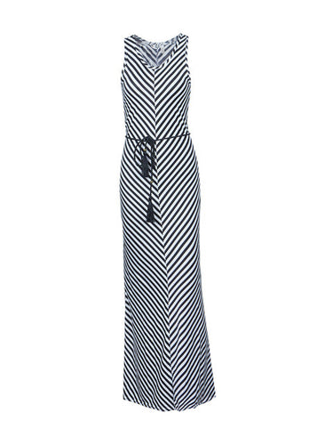 Black And White Striped Tank Sleeveless Women Long Maxi Dress Girl Casual 2016 Sundress Fashion Tassel Ladies Dress With Belt