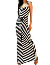 Black And White Striped Tank Sleeveless Women Long Maxi Dress Girl Casual 2016 Sundress Fashion Tassel Ladies Dress With Belt