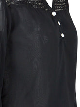 Black Floral Lace Blouse Sleeve V Neck Blouse Sheer Top Chiffon Blouse Long Sleeve Casual Button Up Black Patchwork 2016