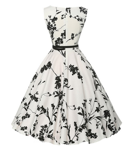 Black Flower Print Dress With Belt Pleated Skater Women Dress Women Summer Girl Casual Dress 2016 High Quality