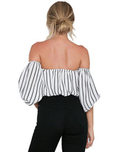 Black Striped Elegant Halter Bow Chiffon Blouse Shirt Sexy Off Shoulder Girls Summer Blusas Women Cool Crop Tops 2016 Casual