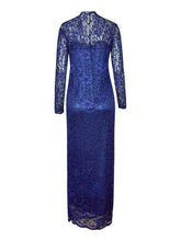 Black V-Neck Slim Blue Solid Party Dresses Lace Full Sleeve Floor Length Dress 2017 Women Dress Summer 2017 Fall Autumn