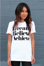 Black Women Blouses Letter Summer Style Women Tops Blouses White letter dream believe achieve black blouse shirt Hot Sale