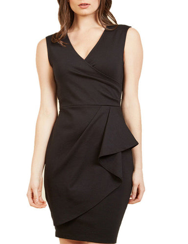 Blooming Jelly Black Package Hip Deep V Neck Dress Ruched Office Dress 2017 Women Dress