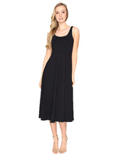 Blooming Jelly Black Sleeveless O-Neck Dress Drapped Solid Swing Mid-calf Casual Dress Women Summer Dresses 2017