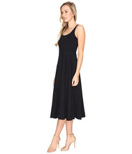 Blooming Jelly Black Sleeveless O-Neck Dress Drapped Solid Swing Mid-calf Casual Dress Women Summer Dresses 2017