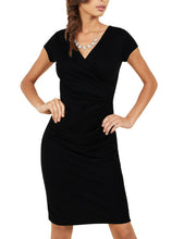 Blooming Jelly Black V Neck Dress Short Sleeves Package Hip Sheath Office Dress 2017 Women Dresses