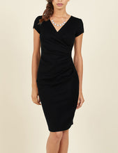 Blooming Jelly Black V Neck Dress Short Sleeves Package Hip Sheath Office Dress 2017 Women Dresses