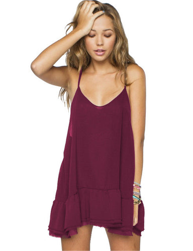 Blooming Jelly Chiffon Mini Short Dress Spagetti Strap Dress A-Line Sexy Loose Summer Dress 2017 Summer Fashion Dresses