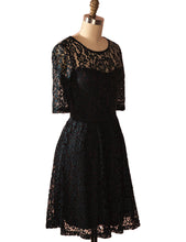 Blooming Jelly Lace Tunic Swing Dress Black Half Sleeves Dress Elastic Women Dresses 2017