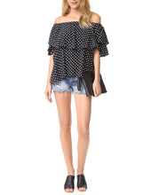 Blooming Jelly Ruffle Black Blouse Polka Dot Blouse Off Shoulder Top Women Tops And Blouses 2017 New Fashion