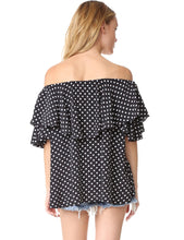 Blooming Jelly Ruffle Black Blouse Polka Dot Blouse Off Shoulder Top Women Tops And Blouses 2017 New Fashion