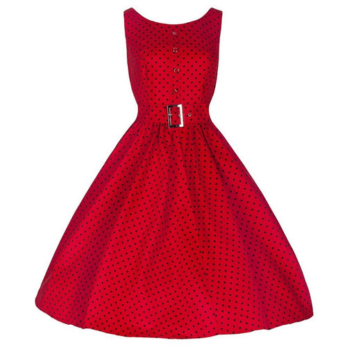 Blooming Jelly Single-breasted Tunic Dress Red Polka Dot Belted Swing Dress Elegant Vintage Dresses 2017