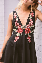 Blooming Jelly Sleeveless Floral Embroidered Dress Sexy Deep V Neck Dress Fashion Mini Summer Dress 2017