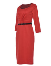 Blooming Jelly Three Quarter Sleeves V Neck Dress Red Package Hip Mid-calf Dress Office Vintage Dress 2017 Women Dresses