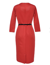 Blooming Jelly Three Quarter Sleeves V Neck Dress Red Package Hip Mid-calf Dress Office Vintage Dress 2017 Women Dresses