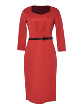 Blooming Jelly Three Quarter Sleeves V Neck Dress Red Package Hip Mid-calf Dress Office Vintage Dress 2017 Women Dresses