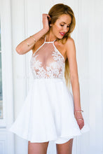 Blooming Jelly White Black Backless Embroidered Dress Sexy Halter Dress Fashion A-Line Mini Dress Summer Dresses 2017
