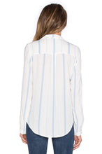 Blue Stripe White Shirt Front Lace Up Tie Up Pocket Sheer See Through Long Sleeve Blouse 2016 Fashion Sexy Ladies Office Shirts