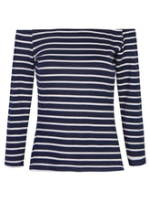 Blue & White Off The Shoulder Tops For Women Striped Shirt Stretch Slim Fitted Top Woman Tee 2017