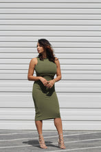 Bodycon Side Cut Out Sheath Midi Army Green Sleeveless Stretch Sexy Women Dress Summer Casual Party Dress 2016 New Fashion