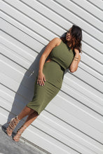 Bodycon Side Cut Out Sheath Midi Army Green Sleeveless Stretch Sexy Women Dress Summer Casual Party Dress 2016 New Fashion