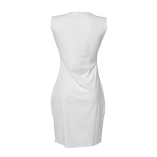 Bodycon Summer Dress White Plus Size Women Dress Print Knee Length Dresses Sleeveless Work Formal Dress 2015 Vestido Vestidos