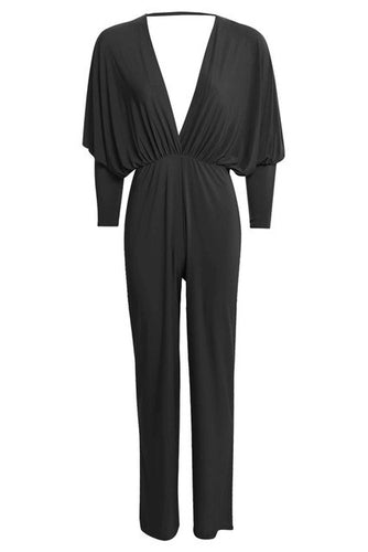 Bodysuit Jumpsuit Black Deep V-Neck Women Femme Backless Long Sleeve Romper Summer Style Rompers Womens Jumpsuit Overalls